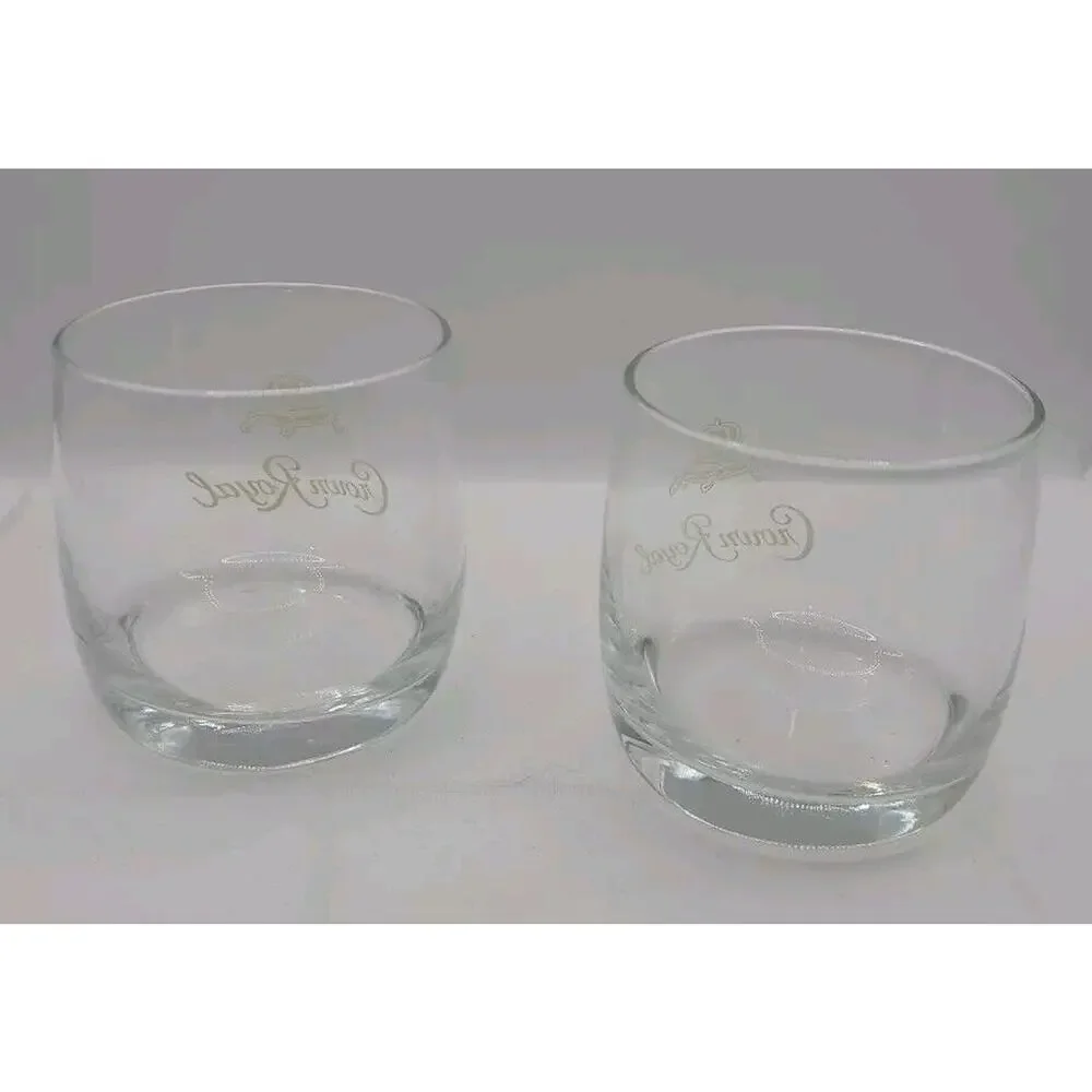 CROWN ROYAL Whiskey SET‎ OF 2 Rare Vintage Highball Glasses Golden Crown Pillow